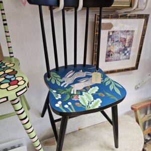 Painted Chair With Two Rabbits